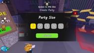 Selecting a party size (Image via Roblox)